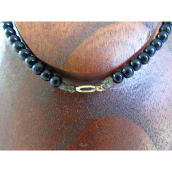 Vintage 1960's Venetian Glass Bead Necklace African Trade Bead 90 Black Beads - Picture 4 of 10